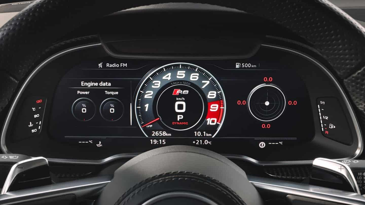 panel velocidad Audi R8 performance Spyder